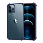 MoKo Compatible with New iPhone 12 Pro Max Case 6.7 inch 2020, Anti-Yellow Shockproof Reinforced Corners TPU Bumper & Anti-Scratch Transparent Hard Panel Protective Cover, Crystal Clear&Indigo