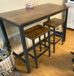 Breakfast Bar Table And Stools Kitchen Dining Room Industrial Furniture Set