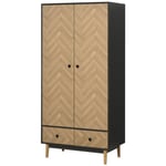 Modern Wardrobe Cabinet with Shelf Hanging Rod and 2 Drawers