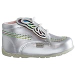 Kickers Hi Faires Lace-Up Silver Smooth Leather Kids Boots 1_15722