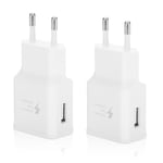 2 Pack Chargeur USB Compatibles avec Samsung Galaxy S21 S20 S10 S9 S8 S7 S6 Edge/Plus/Active A03 A13 A14 A34 A53 A54 Note 9/8 et Autres Smartphones, Charge Rapide USB Prise Secteur Adaptateurs