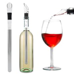 Wine Chiller Stick with Filter and Pourer, 3 in 1 Wine Cooler Stick Set Safe Non-Toxic Stainless Steel Wine Ice Stick Easy to Use for Red White Rose Wine Drinking