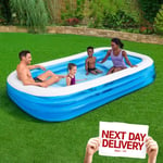 H20GO 10ft Family Inflatable 3m Pool Rectangular Paddling With 2 Benches