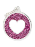 MyFamily Shine "Big Circle Pink Glitter White Heart" ID Tag