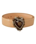 Dolce & Gabbana WoMens Beige Croc Pattern DEVOTION Heart DG Waist Buckle Belt - Nude Leather - Size 70 cm