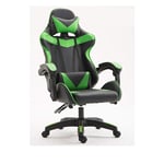 FFZH Game chair, Height-adjustable adult game chair, Office chair, With cushion and backrest, Racing style armrest PU leather high back (Blue, Black),Green