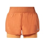 Reebok Women's Running Two-in-One Shorts, Burnt Orange, M