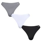 Reebok Women's Women’Sports Thongs, Bonded Seamless Multi Pack Workout Underwear, Black/White/Cold Grey, M (Pack of 3)