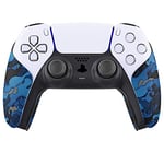 PlayVital Anti-Skid Sweat-Absorbent Controller Grip for ps5 Controller, Professional Textured Soft Rubber Pads Handle Grips for ps5 Controller - Black Blue Camouflage