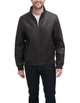 Tommy Hilfiger Men's Faux Leather Bomber Jacket, Dark Brown, S