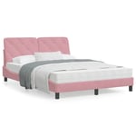 vidaXL Säng med madrass rosa 120x200 cm sammet 3208651