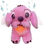 Stitch Plyschleksak för att Lindra Ångest, Söta Cartoon Lugnande Djurleksak med Luftkudde Andningsrörelse för Barn Vuxna Sov (Rosa)