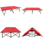 Hopfällbar solsäng 2 pers röd stål - Campingsäng - Campingsängar - Home & Living