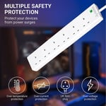 6 GANG SURGE PROTECTOR 5M EXTENSION LEAD white 13a uk plug