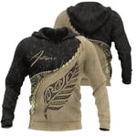 Viking Men's Drew Peak Plv Hood Jacket, Maori Silver Fern Hoodie Set-In Sweater Shell Pullover Signature Fashion Casual Harajuku Street Sweatshirt Pagan Long Jacket,Black,3XL