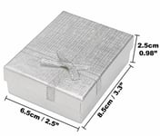 Jewellery Gift Boxes Silver Valentines Day Box With Ribbon and Bow Foam Insert