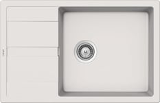SCHOCK | Primus Évier de cuisine 1 grande baignoire avec gouttoir petit, baignoire réversible, matériau Cristalite®, New Alumina, 780 x 500 mm