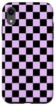 iPhone XR Black Purple Classic Checkered Pattern Checker Checkerboard Case