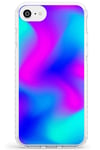 Turquoise, Blue & Fuschia Bright Tie Dye Colours Impact Phone Case for iPhone 7/8 / SE TPU Protective Light Strong Cover with Bright Neon Abstract