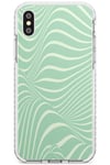 Mint Green Distorted Line Impact Phone Case for iPhone XR TPU Protective Light Strong Cover with Abstract Stripes Warped Twisted Modern
