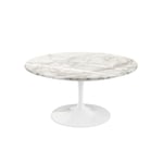 Knoll - Saarinen Round Table - Soffbord, Vitt underrede, skiva i matt vit Calacatta marmor, H: 38, Ø 91 - Vit - Soffbord - Metall/Sten