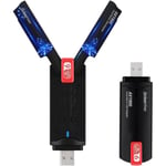 KuWFi Clé USB Wifi 6 - Adaptateur USB 3.0 Wi-Fi USB - AX1800 - Double antenne 802.11 AC double bande Wi-Fi 6 clés USB 802.11ax - Ada