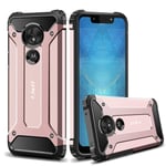 J&D Case Compatible for Motorola Moto G7 Play Case, Heavy Duty ArmorBox Dual Layer Shock proof Hybrid Protective Rugged Case for Moto G7 Play, Not for Moto G7/G7 Plus/G7 Power/G7 Supra, Rose Gold