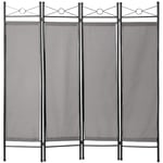 TecTake 403555 4-panel room divider in lacquered steel movable partition folding screen 180x160cm, grey
