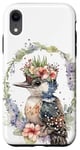 Coque pour iPhone XR Blue Bird Boho Fleur Oiseau Woodland Animal Floral
