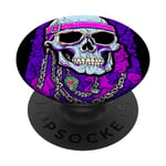 Chained Rebellion : Funky Edgy Skull avec chaîne graphique PopSockets PopGrip Interchangeable