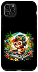 Coque pour iPhone 11 Pro Max Monkey Casque de DJ amusant pour homme, femme, enfant