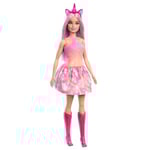 Barbie Poupées Licorne aux cheveux colorés fantaisie, aux tenues avec effet dégradé et aux accessoires sur le thème de la licorne, HRR13
