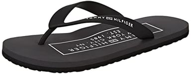 Tommy Hilfiger Men Rubber Beach Sandal Flip-Flops Pool Slides, Black (Black), 40 EU
