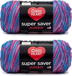Red Heart Super Saver Lot de 2 pelotes de fil à tricoter en acrylique 283 g Taille moyenne (peigné) 402 m