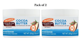 2 X Palmers Cocoa Butter Jar Softens Rough & Dry Skin 200g/7.25oz