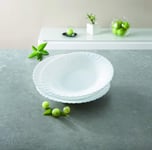 Feston White Opal Glass Dinner Set Dinnerware Tableware Plates Microwave Safe Dishwasher Safe Dining Modern (6 Soup Bowls)