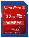 BigBuild Technology 32GB Ultra Fast 90MB/s Memory Card for Canon EOS M100 Camera, Class 10 SD SDHC