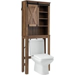 Meuble WC-67 x 25 x 172 CM-Rangement Salle de Bain au Dessus des Toilettes WC/Lave-Linge-Armoire & 4 étagères Ouvertes-Marron - Goplus