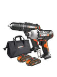 Worx 20V Drill Twin Pack: Hammer Drill &Amp; Impact Driver: Wx902