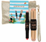 Summertime Glow On The Go Makeup Bag Set Highlighter Bronzer Lip Balm Lipstick