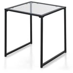 Helloshop26 - Table d'appoint carrée d'extérieur de 43 cm en verre trempé cadre en métal assemblage facile petite table basse pour salon porche