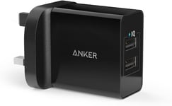 Anker USB Wall Charger 2-Port Dual 24W Power IQ Fast Quick Charge UK Plug