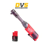 MILWAUKEE M12FIR38LR-0 12V FUEL LONG REACH 3/8" RATCHET 1/4" ADAPTOR 2AH BATTERY