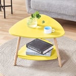 BOJU Small Corner Living Room Coffee End Oval Side Sofa Table with Storage Shelf 2 Tiers Tea Snack Table for Girl Kids Room Office Waiting Room Reception Table