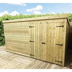 14 x 8 Pressure Treated Pent Garden Shed with Double Doors