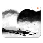 Mousepad Computer Notepad Office Birds Two People on Island with Boat Anchored Nearby Black Boulders Child Cloud Dark Home School Game Player Computer Worker Inch