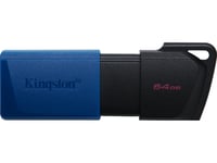 Kingston Technology Datatraveler Exodia M, 64 Gb, Usb Type-A, 3.2 Gen 1 (3.1 Gen 1), Friktionslager, 10 G, Svart, Blå