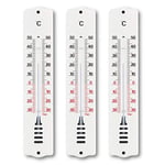 TFA Dostmann Thermomètre intérieur/extérieur, set de 3, 95.1032, mesure la température à l'intérieur/l'extérieur, résistant aux intempéries, blanc