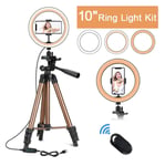 AJH 10" LED Ring Light Kit with Adjustable Tripod Stand & Phone Holder, 3 Modes 10 Brightness Levels Desktop Camera Selfie Ring Light for Live Stream/Makeup/YouTube Video Vlog (10 inch)