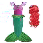 Disney Lilla Sjöjungfrun Ariel Prinsessklänning Barnklänning För Flickor Cosplay Barn Karneval Födelsedagsfestkläder Sjöjungfrudräkt V 3-4T(size 110) 2pcs Mermaid Set